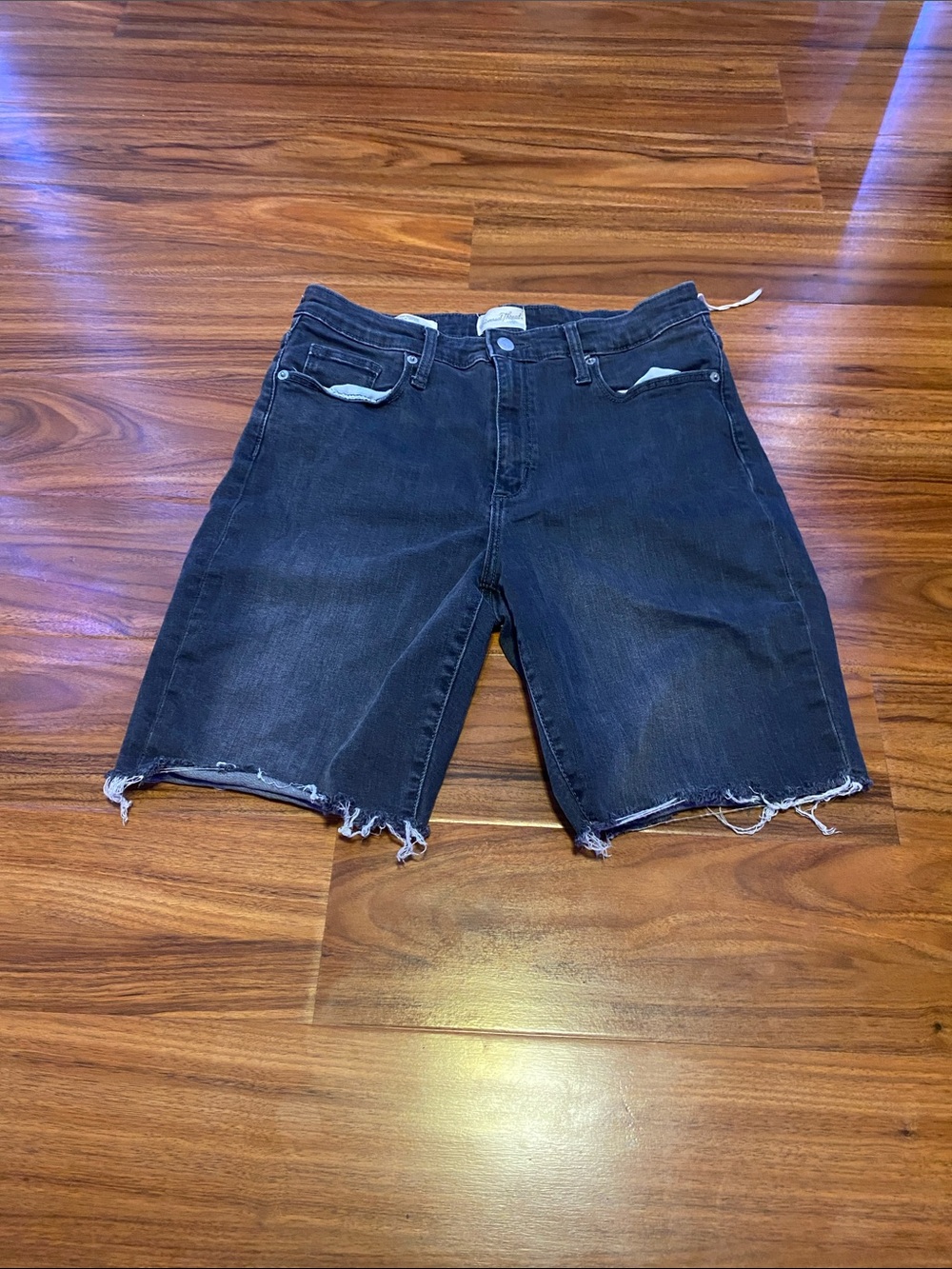 Black Distressed Cut-Off Denim Shorts